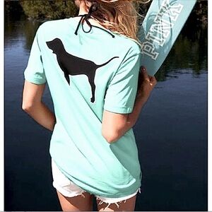 Victoria’s Secret Pink campus tee mint pink tee short sleeve oversized pink dog